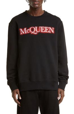 Alexander McQueen Spray Paint Logo Cotton Graphic Sweatshirt in Black/Mix