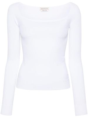 Alexander McQueen square-neck fine-knit top - White