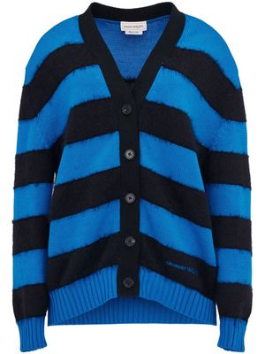Alexander McQueen striped cotton cardigan - Blue