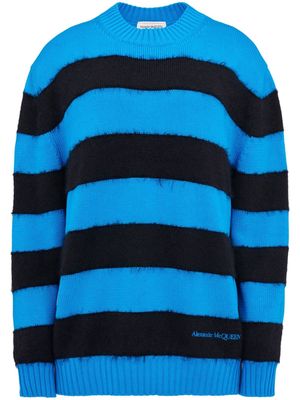 Alexander McQueen striped cotton jumper - Blue