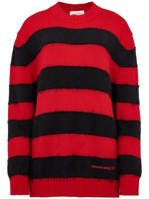 Alexander McQueen striped cotton jumper - Red