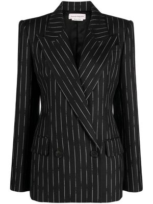 Alexander McQueen striped double-breasted blazer - Black