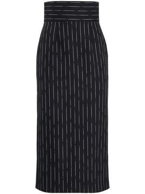 Alexander McQueen striped high-waisted midi skirt - Black