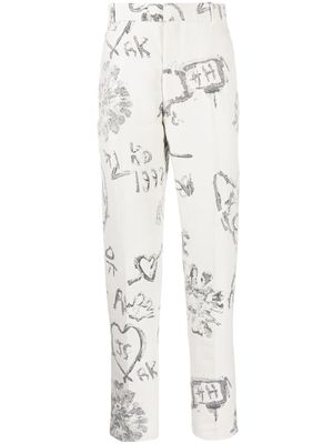 Alexander McQueen tailored patterned-jacquard trousers - White