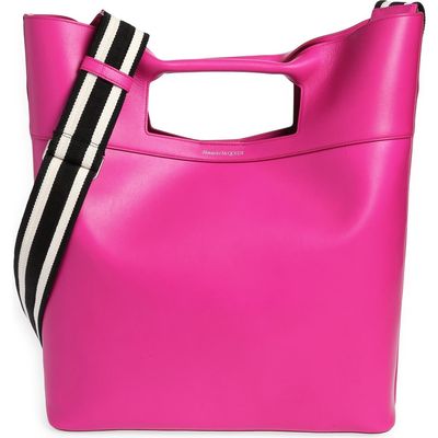 Alexander McQueen The Bow Leather Top Handle Bag in Fuchsia at Nordstrom