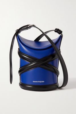 Alexander McQueen - The Curve Small Two-tone Leather Bucket Bag - Blue