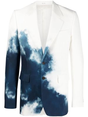 Alexander McQueen tie dye-print single-breasted blazer - White