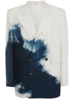 Alexander McQueen tie-dye single-breasted blazer - Blue