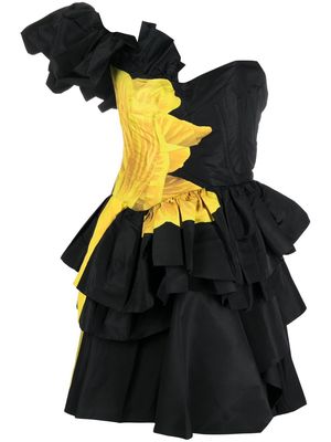 Alexander McQueen tiered one-shoulder minidress - Black
