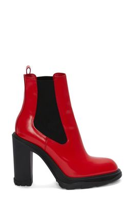 Alexander McQueen Tread Slick Chelsea Boot in Poppy Red/Black