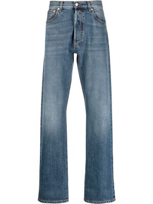 Alexander McQueen turn-up cuff straight-leg jeans - Blue