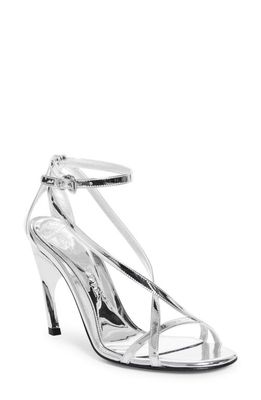 Alexander McQueen Twisted Ankle Strap Sandal in Silver