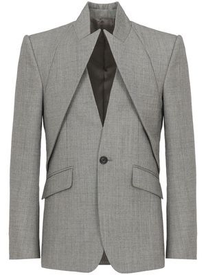 Alexander McQueen Twisted wool single-breasted blazer - Grey
