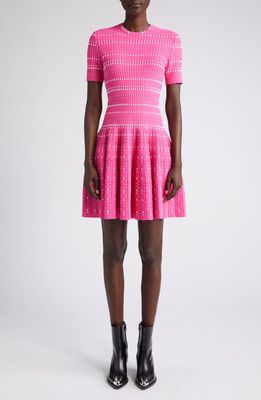 Alexander McQueen Two-Tone Fit & Flare Dress in 6092 Pink/White