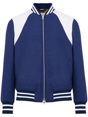 Alexander McQueen two-tone zipped bomber jacket - Blue