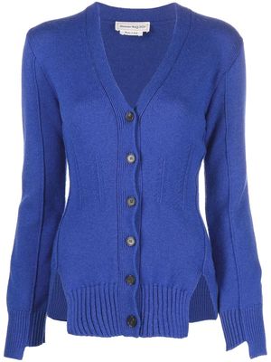 Alexander McQueen V-neck cashmere knitted cardigan - Blue