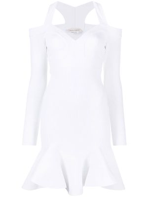 Alexander McQueen V-neck knitted dress - White