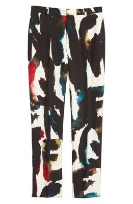 Alexander McQueen Watercolor Graffiti Logo Cigarette Trousers in Black/White