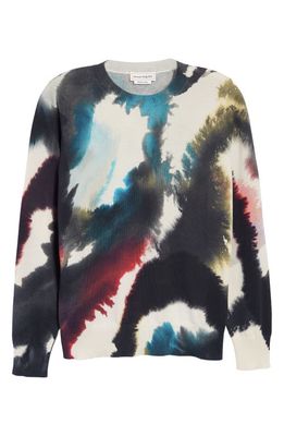 Alexander McQueen Watercolor Graffiti Logo Print Sweater in Putty/Multicolor