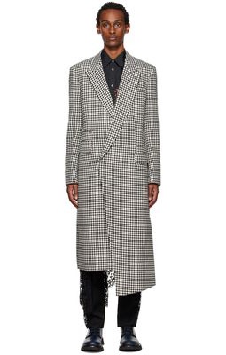 Alexander McQueen White & Black Asymmetric Coat