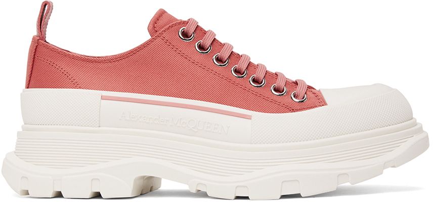 Alexander McQueen White & Pink Tread Slick Sneakers
