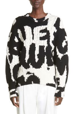 Alexander McQueen Women's Graffiti Jacquard Wool Sweater in Black/Ivory