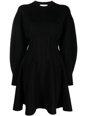 Alexander McQueen wool-blend flared minidress - Black