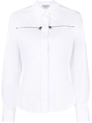 Alexander McQueen zip-embellished cotton shirt - White