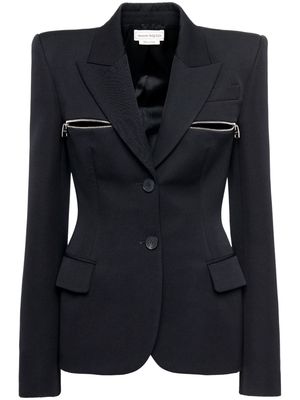 Alexander McQueen zip-embellished single-breasted blazer - Black
