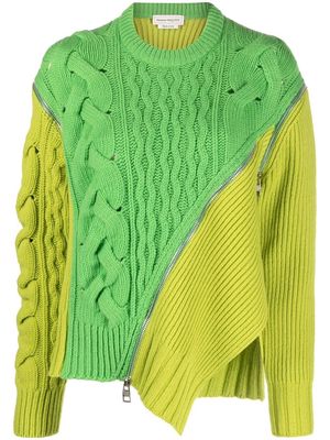 Alexander McQueen zip-up cable-knit jumper - Green