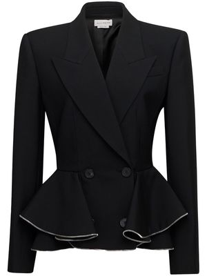 Alexander McQueen zipped peplum double-breasted blazer - Black