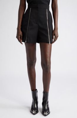 Alexander McQueen Zipper Wool Trouser Shorts in 1000 Black