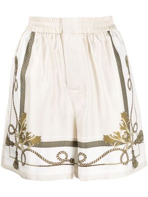 Alexander Wang Baroque-print silk shorts - Neutrals