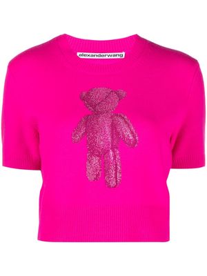 Alexander Wang Beiress crystal-embellished short-sleeve T-shirt - Pink