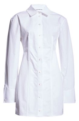 Alexander Wang Boned Long Sleeve Mini Shirtdress in White