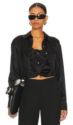Alexander Wang Button Down With Integrated Cami in Black