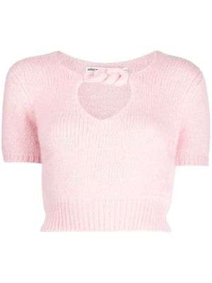 Alexander Wang chain-detail cropped knitted top - Pink