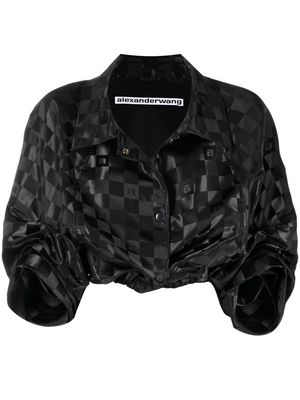 Alexander Wang checkerboard pattern cropped sleeve jacket - Black