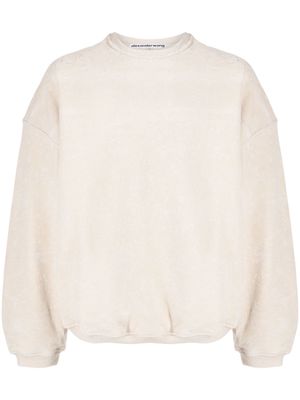 Alexander Wang crew-neck flocked sweatshirt - Neutrals