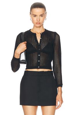 Alexander Wang Cropped Crewneck Cardigan in Black