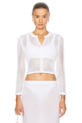 Alexander Wang Cropped Crewneck Cardigan in White