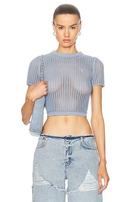 Alexander Wang Cropped Crewneck Tee in Blue