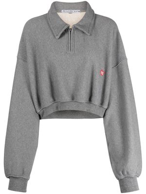 Alexander Wang cropped half-zip cotton sweatshirt - Grey
