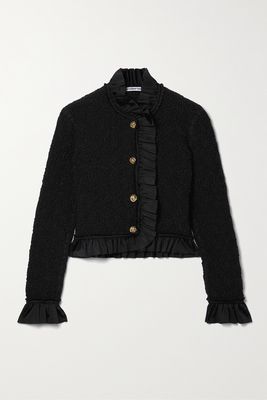 Alexander Wang - Cropped Ruffled Stretch-seersucker Jacket - Black
