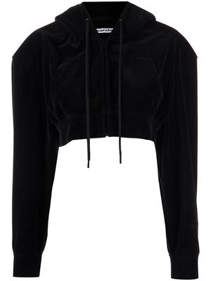 Alexander Wang cropped velour hoodie - Black