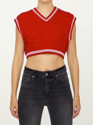 Alexander Wang Cropped Vest In Compact Cotton