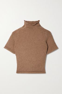 Alexander Wang - Cropped Wool-blend Turtleneck Sweater - Brown