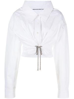 Alexander Wang crystal-embellished cropped shirt - White