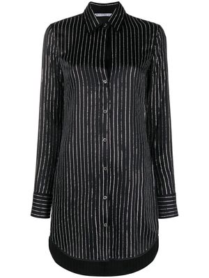 Alexander Wang crystal-embellished silk mini shirtdress - Black