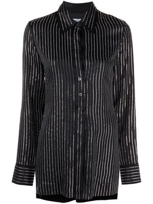 Alexander Wang crystal-embellished striped silk shirt - Black